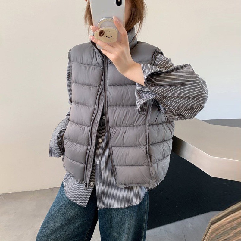 가을겨울 필수템 하이넥 세로퀼팅 숏 다운조끼 레이어드 패딩베스트